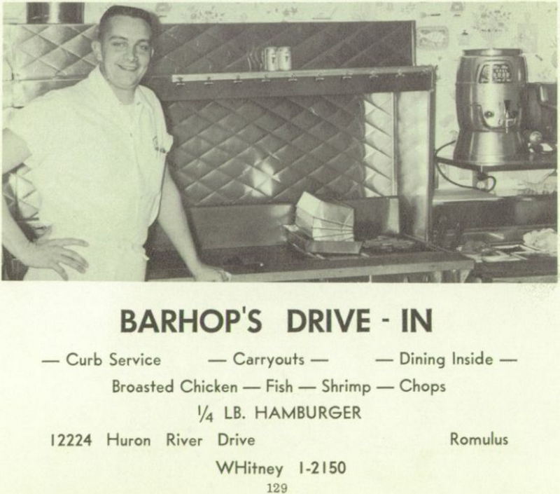 Barhops Drive-In - 1960 Romulus High School Yearbook (newer photo)